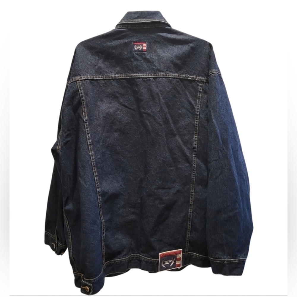 Vintage 90s Y2K Phat Farm Denim Blue Jean Button Up Jacket 3XL - Picture 2 of 9